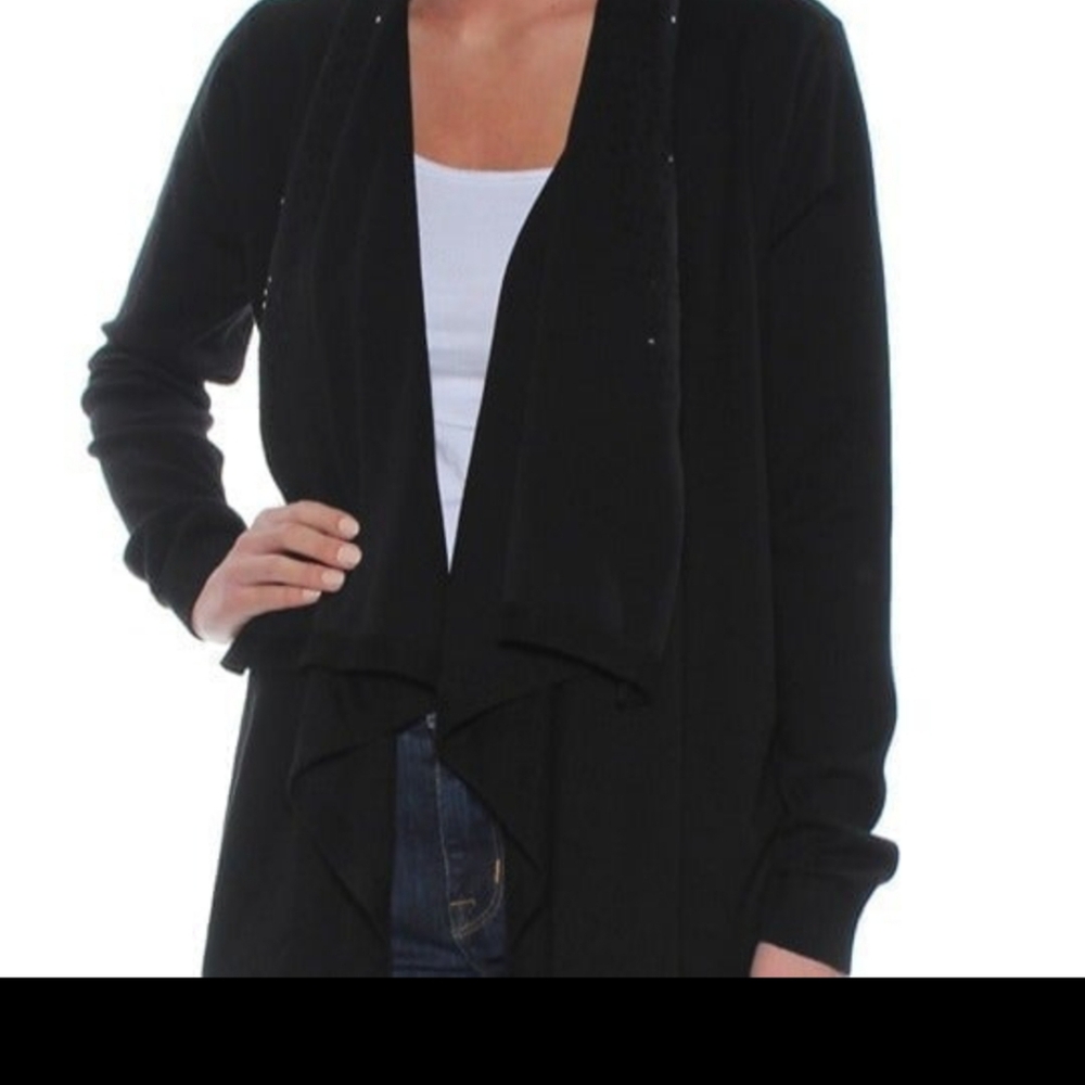 DKNY Black Long Sleeve Open Front Sweater Cardigan Women's Size XL